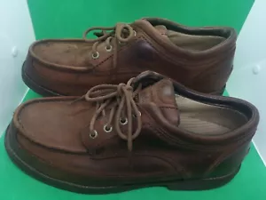 Cabelas Moc Toe Oxford Shoes Men's 12W Brown Leather Gumlite Vibram Waterproof - Picture 1 of 11
