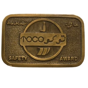 Vintage TOCO Belt Buckle Safety Award Collectible Western Wear Promo - Picture 1 of 13