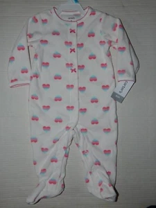 NEW!!  GIRLS  6 MONTHS  CARTER'S  PAJAMAS  SLEEPER CREEPER WITH HEARTS - Picture 1 of 2