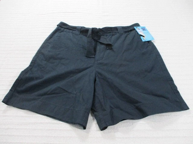 Pantalones Cortos Riders Informales Para Mujer 18WM Negro Chino Corbata Cremallera Frente Plano Algodón Nuevos Foto 1 de 4