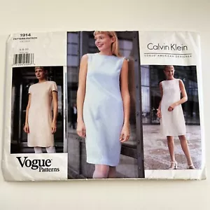 Vogue 1914 Calvin Klein Dresses 90s Vintage Sewing Pattern Sz 6-10 Uncut FF - Picture 1 of 8
