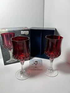 Long Champ 25th Anniversary 2003 Cristal d Arques France Wine Glasses - Picture 1 of 7