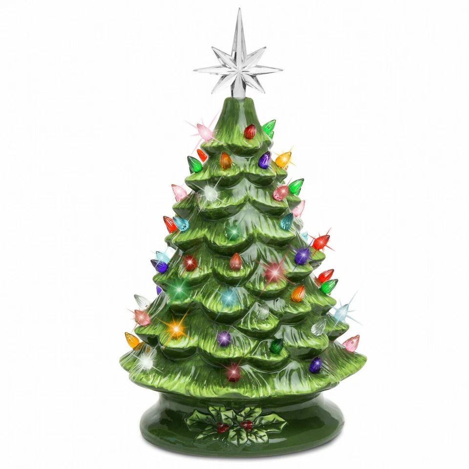 15in Pre-Lit Hand-Painted Ceramic Tabletop Christmas Tree 64 Lights NEW EXPEDITE - Image 1 of 1