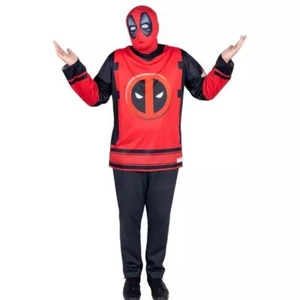 Mens Marvel DEADPOOL Hockey Jersey Halloween Costume & Mask Size S/M L/XL New - Picture 1 of 1