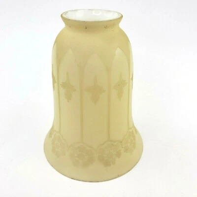 Art Nouveau Etched Glass Tulip Shade Yellow Cased on White - Image 1 of 4