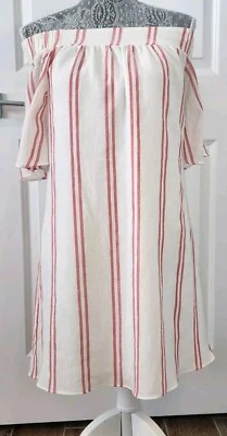 Vestido bcbgeneration Pequeño Fuera del Hombro Rojo Blanco Tiras Forrado Nuevo con Etiquetas Hasta la Rodilla Foto 1 de 4