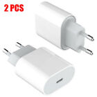 2Pcs 20W USB-C Fast Charging Type C / PD Charger EU Plug For iPhone 13 12 X BU