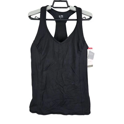 Camiseta sin mangas Champion Premium negra ajustada espalda deportiva Duo Dry Max nailon talla L para mujer Foto 1 de 4