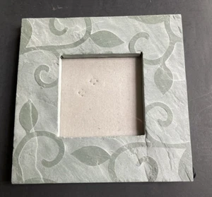 Glass Photo Picture Frame Slate Stone Green 7" SQ Heavy Modern Vine - Picture 1 of 8