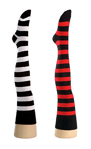 Overknee Strümpfe geringelt Strick Überkniestrümpfe lang Overknees warm 2 Größen - Bild 1 von 1