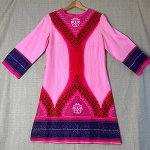 Alfred Shaheen Vintage Silk Tunic Dress Vintage Shirt Cute 1960s 1970s Pink - Picture 1 of 15