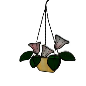 Basket Of Flowers Stained Glass Sun Catcher Suncatcher Vintage - Picture 1 of 4