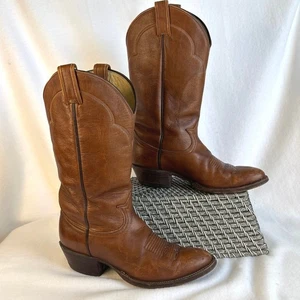 Vintage Tony Lama Cowboy Boots Men's 9C Brown Leather Western Style 5084 - Picture 1 of 13