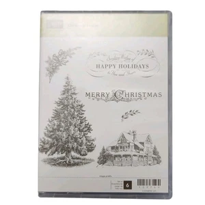 Stampin’ Up! "Christmas Lodge" Rubber Set of 6 #123769 Retired - Picture 1 of 4