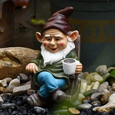 Gnome Statue for Garden, Drinking Gnome Figurine Ornament for Outdoor Patio Yard - Image 1 of 4