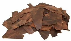 1 LB Scraps Full Grain Leather Tooling Crafts 100% Cowhide 5/6oz (2.0mm) - Brown - Picture 1 of 5