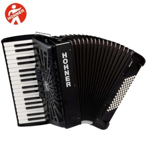 Hohner Chromatic Piano Accordion Bravo III 72, Jet Black, with Gig Bag & Straps - Picture 1 of 1