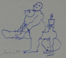 Thomas John Akademie Stuttgart Erotika Filzstiftzeichnung Karikatur Akt (220)