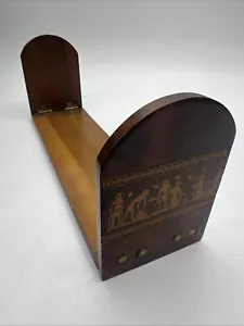 antique inlaid bookends Folding Wooden Trough Book Stand Holder - Picture 1 of 10