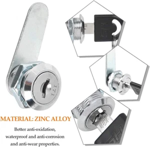 Cam Lock 6 Pack Cabinet Drawer Lock 16Mm Mailbox Security Zinc Alloy Locks wi... - Picture 1 of 12