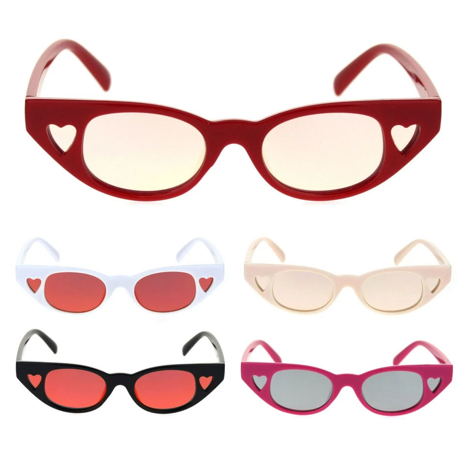 女士窄猫眼心形侧镜片塑料太阳镜 — 第 1/1 张图片