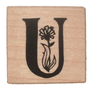 Letter U Wood Mounted Rubber Stamp, PSX AA-821, Flower, Letter, Mini Stamp - Picture 1 of 3