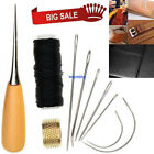 Leather Sewing Needles Kit Stitching Needle Thread Thimble Shoes Repair Tools AU