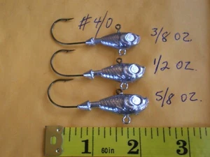 36 PCS. ULTRA MINNOW JIG LURE 5/8,1/2,3/8 OZ. #4/0 WITH TWO EYES/UNPAINTED 12 EA - Picture 1 of 5
