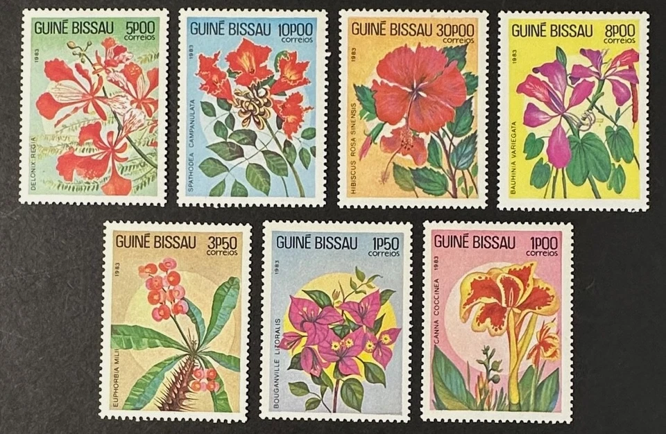 GUINEA BISSAU 517 - 523 Beautiful Mint NEVER Hinged Set FLOWERS - Image 1 of 1