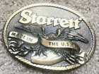 Vintage Starrett Brass Belt Buckle Made in the USA Eagle Flag
