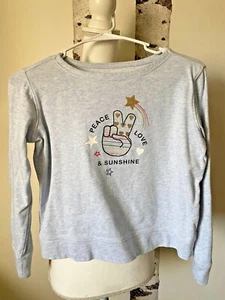 GAP Girls Cropped Sweatshir Gray Peace, Love and Sunshine Size L (10) - Picture 1 of 5