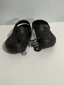 Crocs Classic Black Lined Clogs Kids Grade School Unisex Size 12 Nwt - Picture 1 of 5