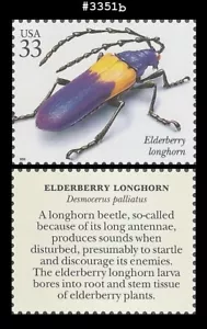 EE. UU. #3351b Estampillada sin montar o nunca montada insectos y arañas cuerno largo de saúco - Imagen 1 de 1