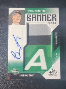 Brady Tkachuk 2018-19 SP Game Used Banner Year Patch Auto S/N 16/25 - Picture 1 of 6