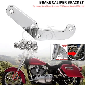 Chrome Front Brake Caliper Bracket For Harley 84-1999 Dyna Road Glide King FLTR - Picture 1 of 11