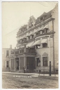 1915 Edgartown, Wisconsin - REAL PHOTO The Carlton Hotel, Dirt Street Scene - Picture 1 of 2