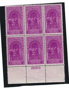 US Stamps, Scott #854, Pl# Block of 6, 3c Washington Inauguration MNH - Picture 1 of 2