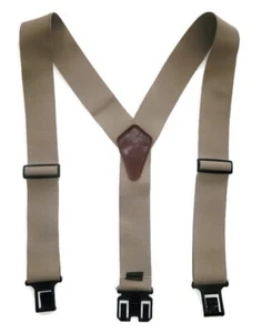 Perry Hook-On Belt Suspenders Y-back Adjustable Elastic Stretch Khaki Comfort - Picture 1 of 11