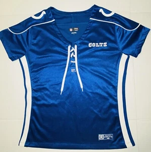 NFL Indianapolis Colts Womens Shirt Large V-Neck Lace up Jersey Team Apparel  - Picture 1 of 10