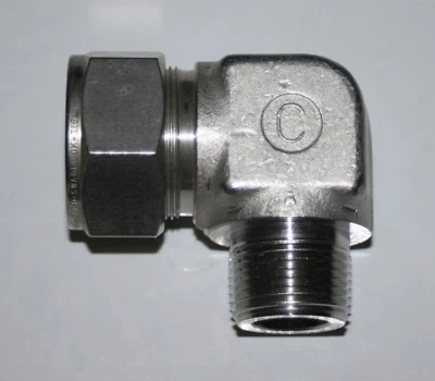 1" OD TUBE X 3/4" MNPT SS MALE ELBOW FITTING  SWAGELOK / CRAWFORD SS-1610-2-12 - Image 1 of 4
