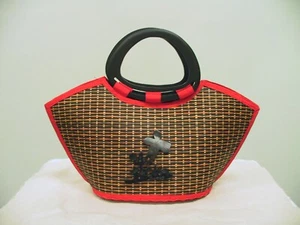 Rote Retro Korb geflochten Handtasche Tasche - Bild 1 von 2