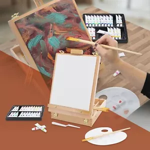 Juego de 34 piezas juego de pintura caballete caballete de mesa pinturas acrílicas marco de cuña maletín de pintura pintura - Imagen 1 de 9