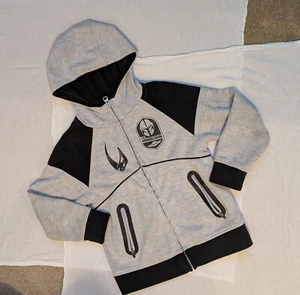 Disney Star Wars The Mandalorian Full Zip Hoodie 4T Grey & Black - Picture 1 of 1