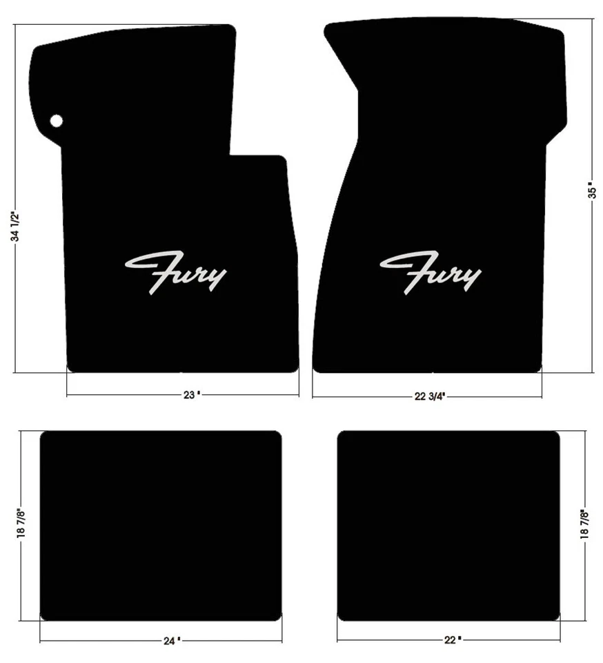 ¡NUEVO! Juego de 4 alfombrillas negras Plymouth Fury 1957-1968 logotipo bordado  Foto 1 de 4