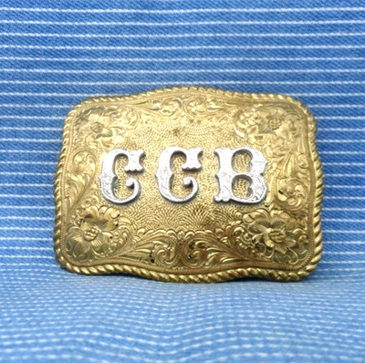CCB Hebilla de Cinturón Iniciales Personalizadas Monograma Western Scroll De Colección Años 80 Crumrine .CPA686 Foto 1 de 4