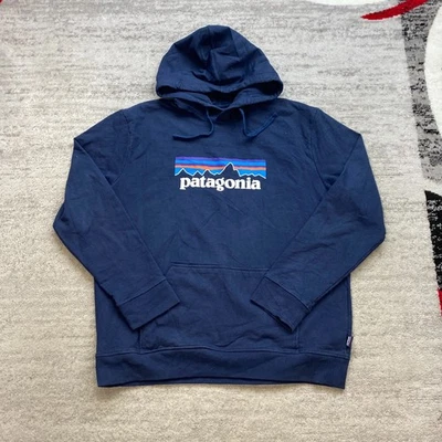 Sudadera con Capucha Patagonia Extra Grande Azul Blanco Exterior Preppy Informal Senderista Trekker Para Hombres Foto 1 de 4