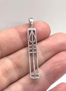 Solid sterling 925 silver Rennie Mackintosh style Wave Bar Pendant - Picture 1 of 4