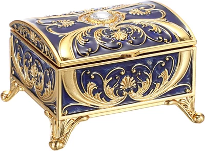 Joyero Cofre del Tesoro Pequeño Joyero Esmaltado Caja Baratija Pintada a Mano... Foto 1 de 4