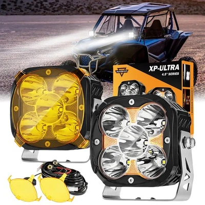 2pcs AUXBEAM 4.5" LED Pods Driving Lights Hyper Spot Beam Spotlights for Can-Am - Image 1 of 4