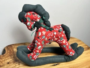 Handmade Vintage Traditional Christmas Calico Print Rocking Horse Décor Plush - Picture 1 of 6